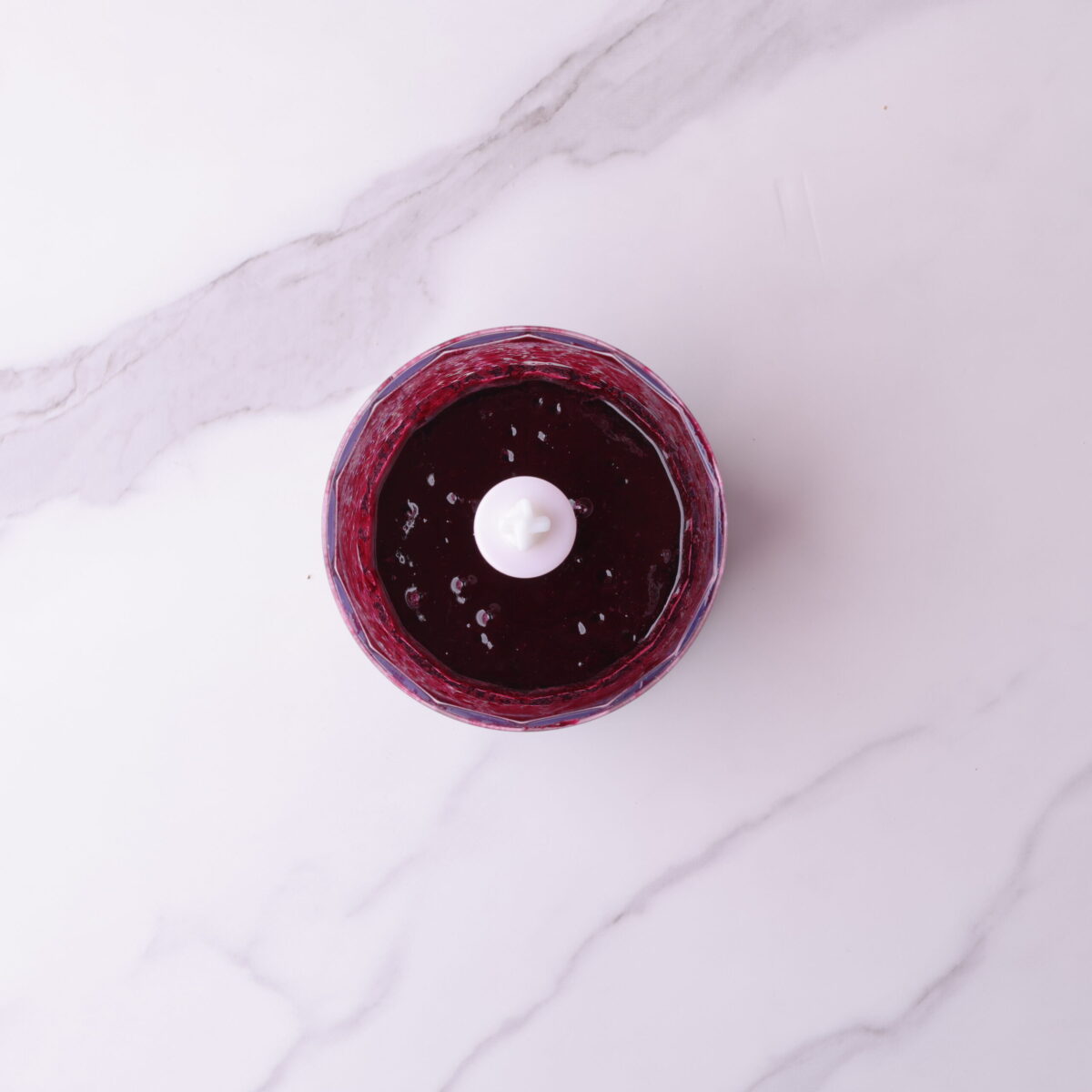 The Blueberry Balsamic Vinaigrette blended in a small food processor.